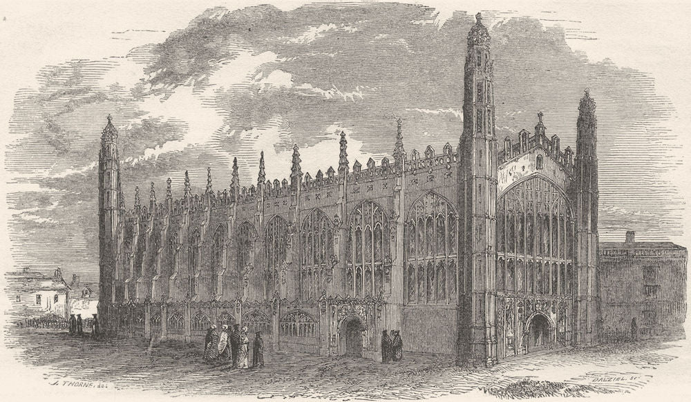 CAMBRIDGE. King's College Chapel 1850 old antique vintage print picture